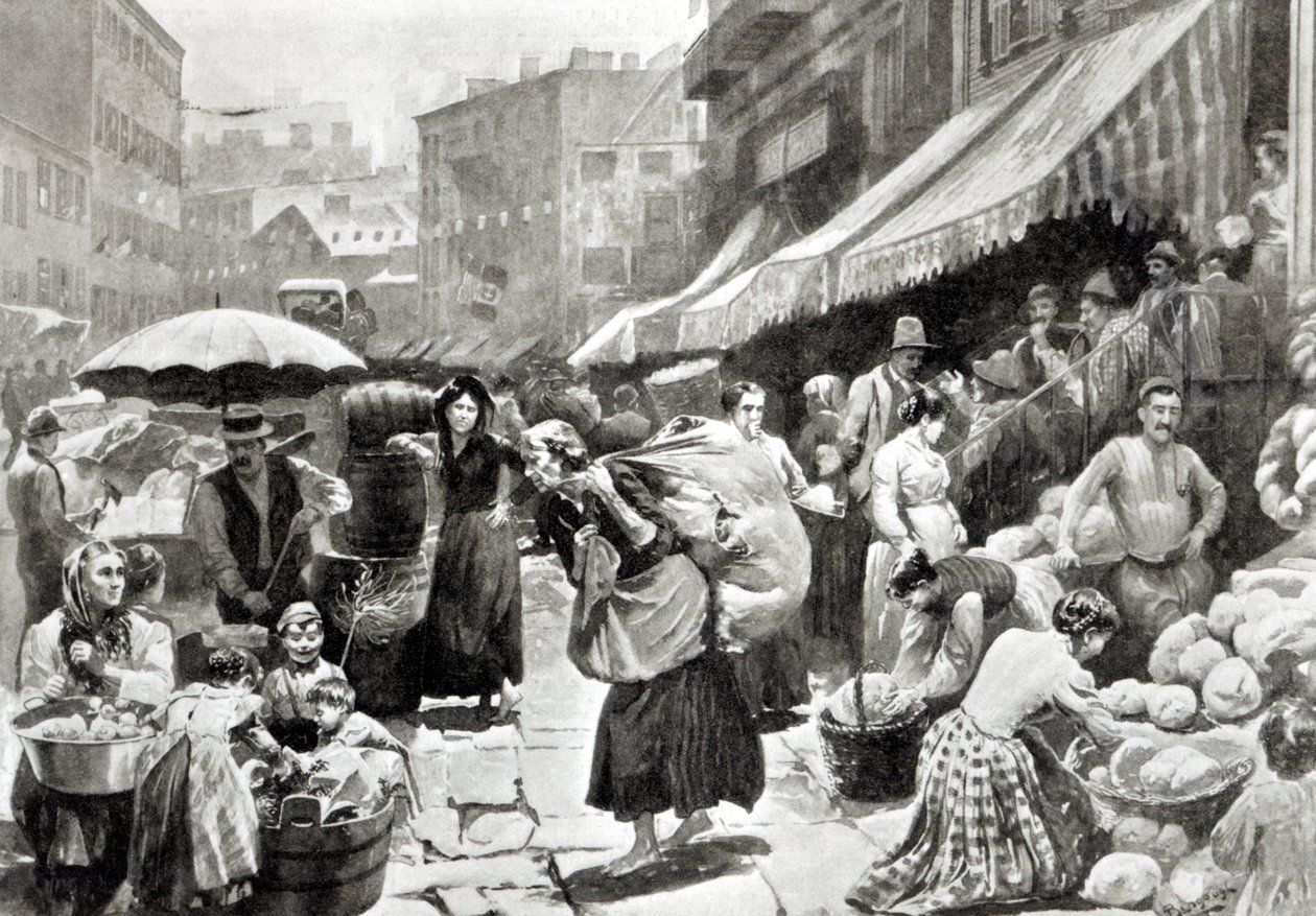 Mulberry Bend Italian Colony i New York, illustrasjon i 
