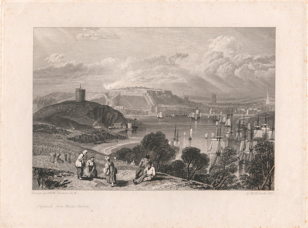 Plymouth fra Mount Batten av William Bernard Cooke