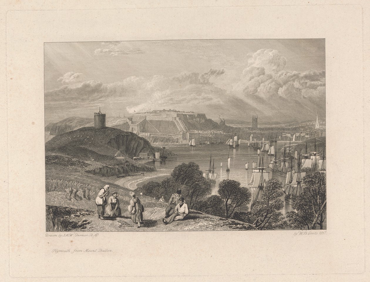 Plymouth, fra Mount Batten av William Bernard Cooke