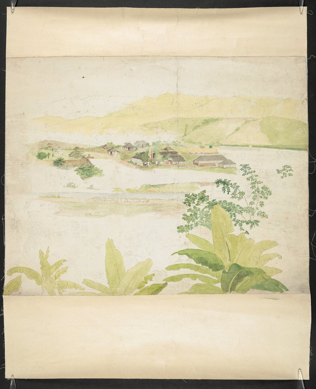 Akvarelltegning av Lucky Valley Estate, Clarendon, Jamaica av William Berryman