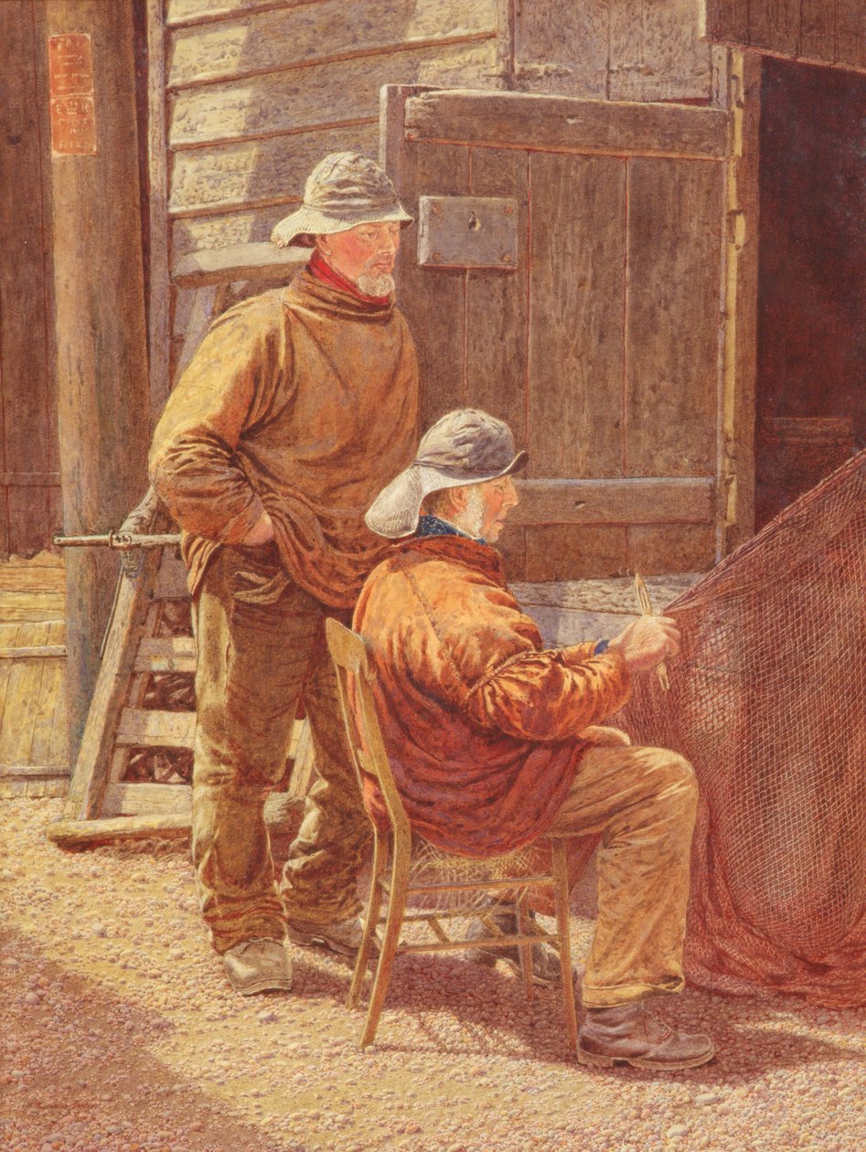 Mending the Nets, Hastings, 1909 av William Biscombe Gardner