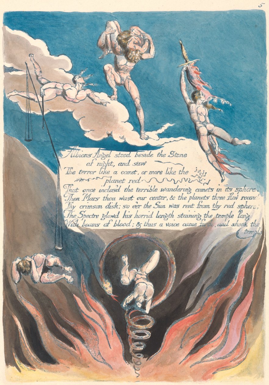 Albions Engel stand neben dem Stein der Nacht und sah... (Platte 7) av William Blake