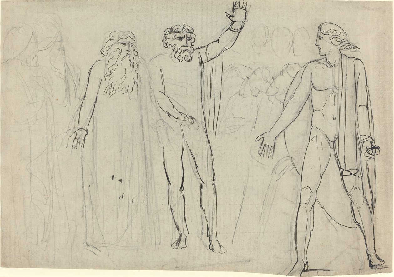 "Og Saul sa til David: Gå, og Herren være med deg" [recto] av William Blake