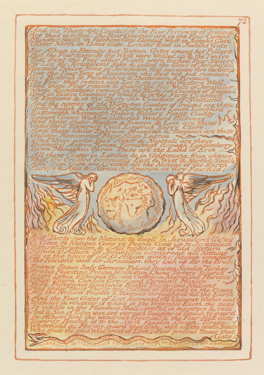 "Und die zweiunddreißig Grafschaften der vier Provinzen Irlands..." (Tafel 72) av William Blake