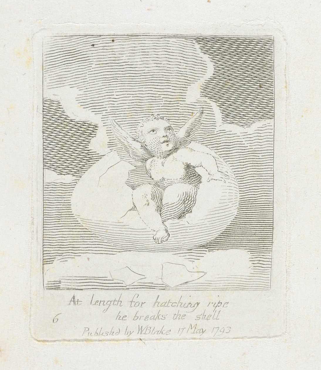 At Length for Hatching Ripe He Breaks the Shell, plate 8 fra 'For Children. The Gates of Paradise', 1793 av William Blake