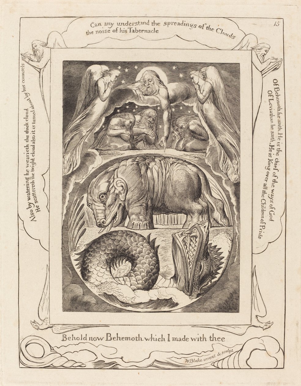 Behemoth og Leviathan, 1825. av William Blake