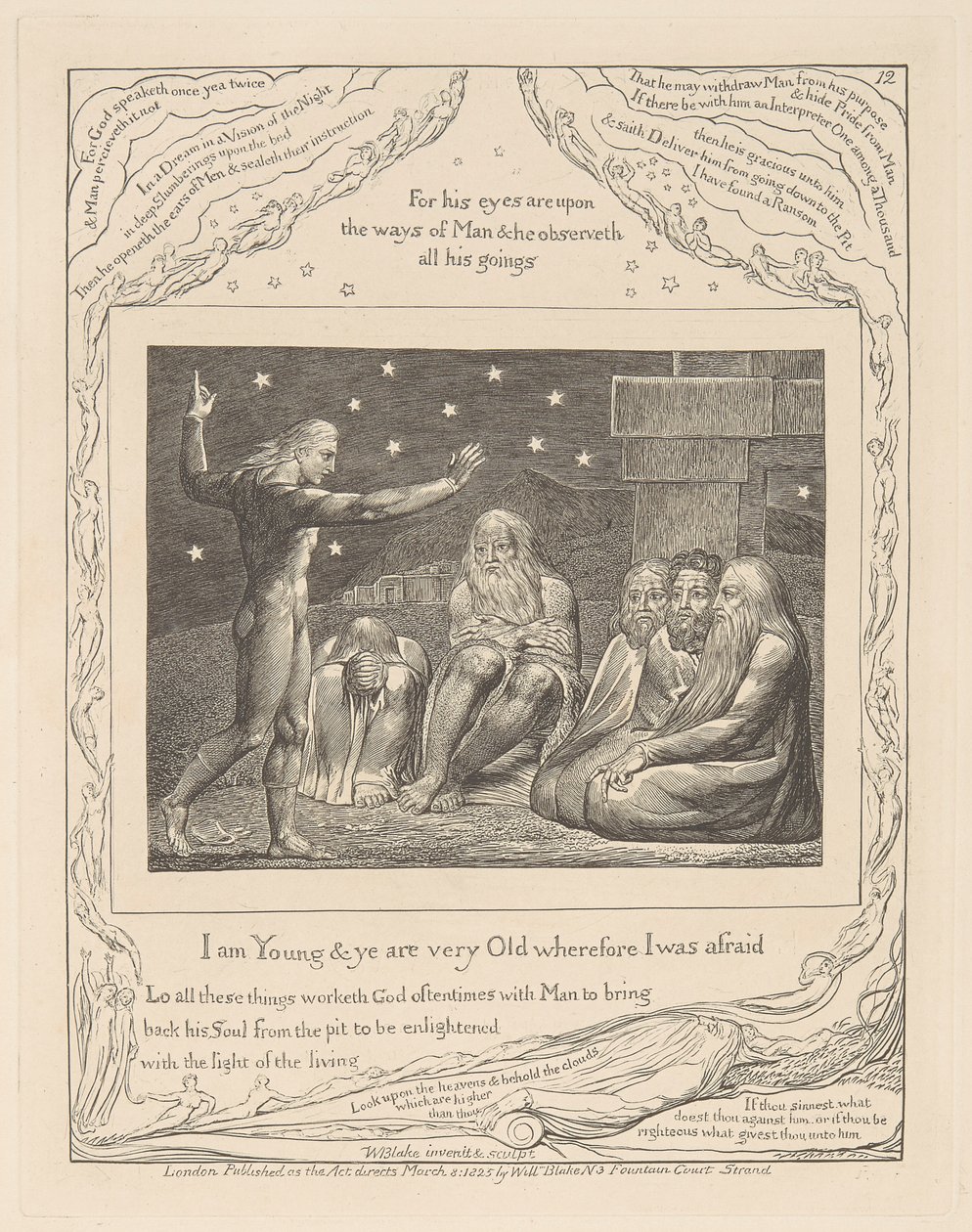 Jobs bok, Plate 12, Elihus vrede av William Blake