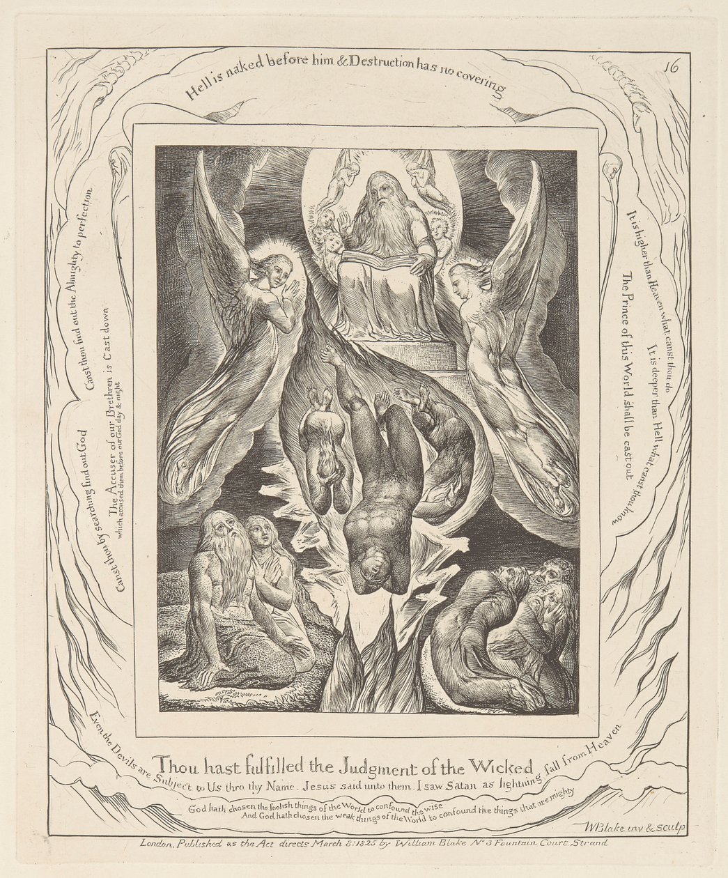 Jobs bok, plate 16, Satans fall av William Blake