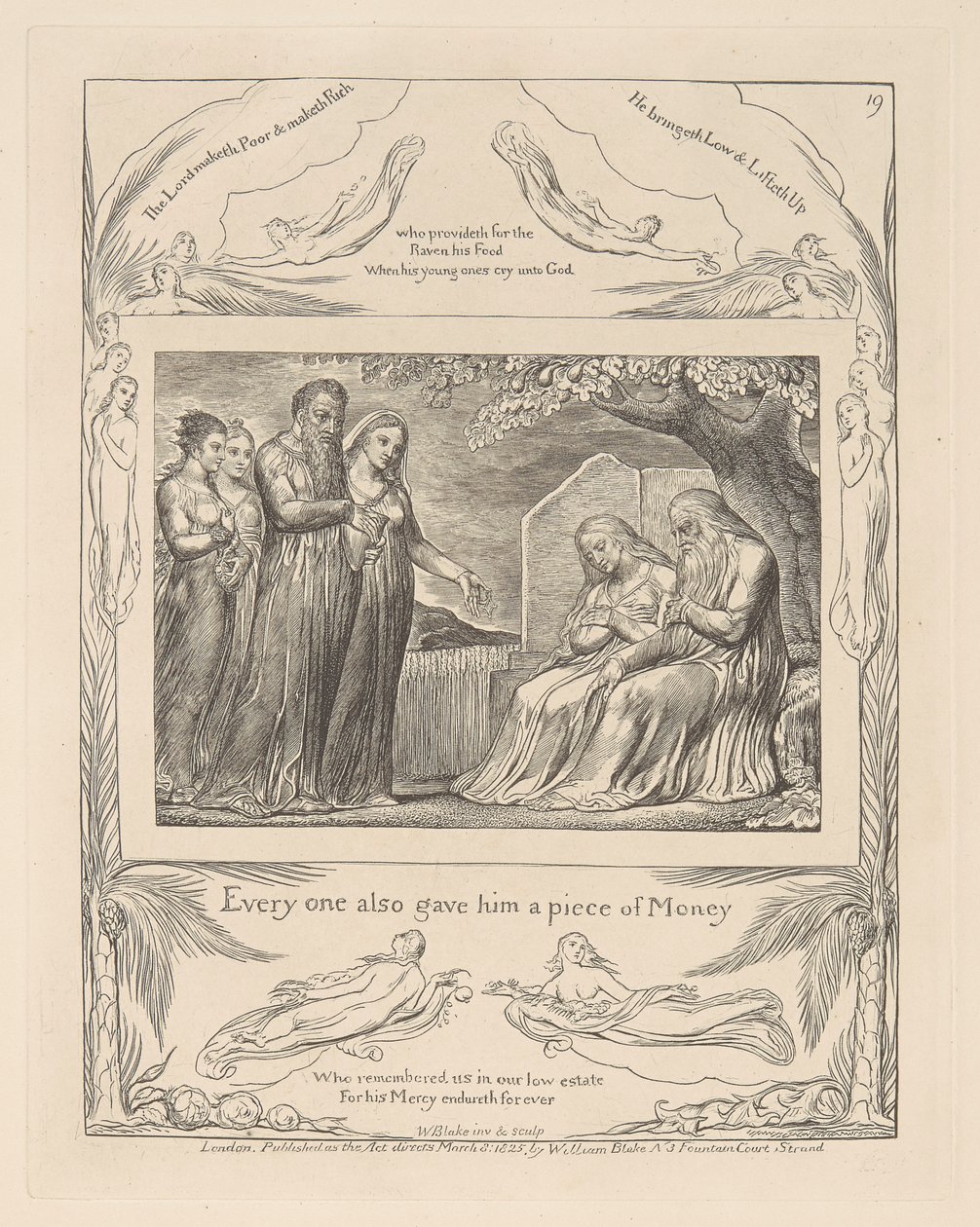Jobs bok, Plate 19, Enhver ga ham også en del penger av William Blake