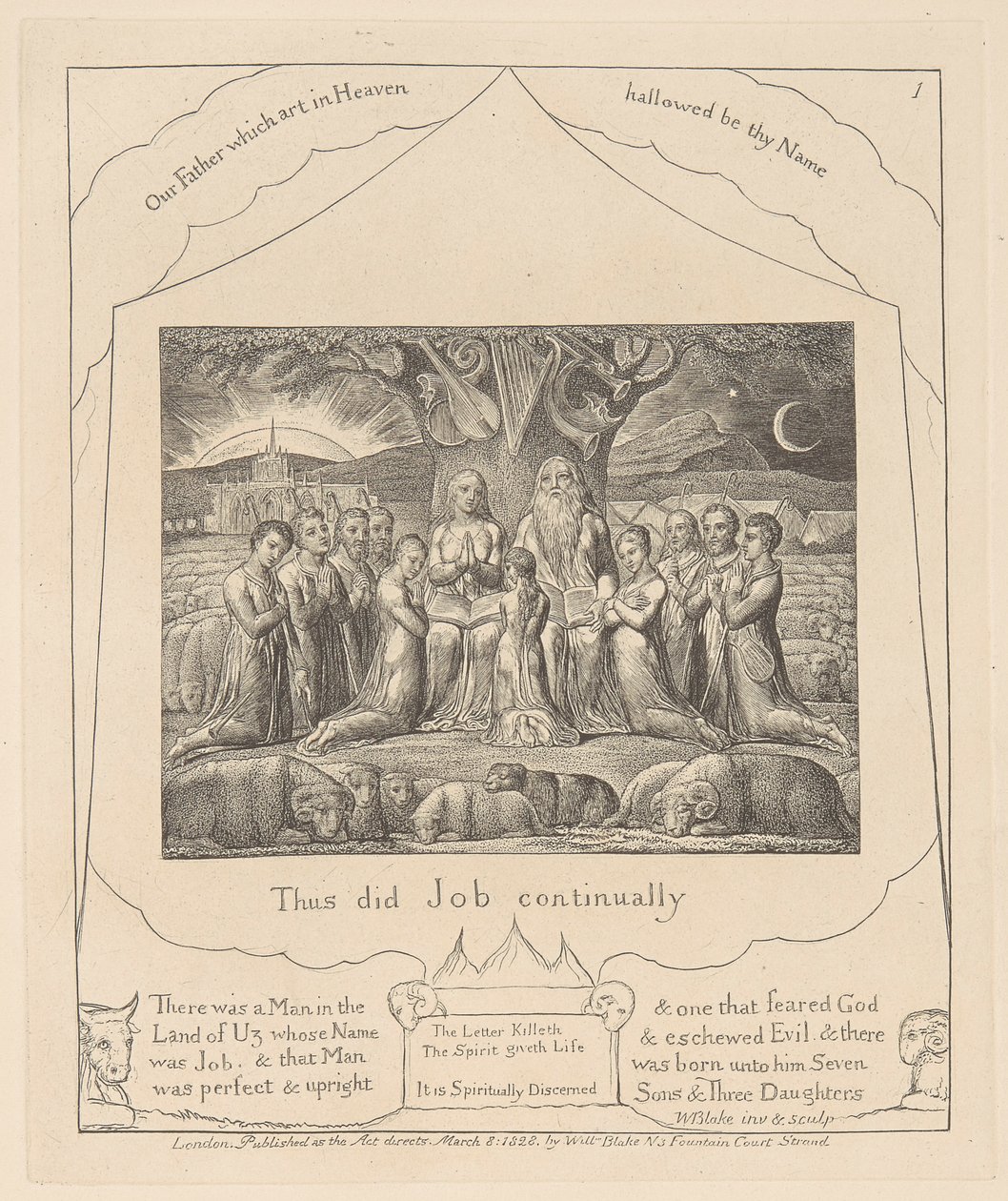 Jobs bok, plate 1, Job og hans familie av William Blake