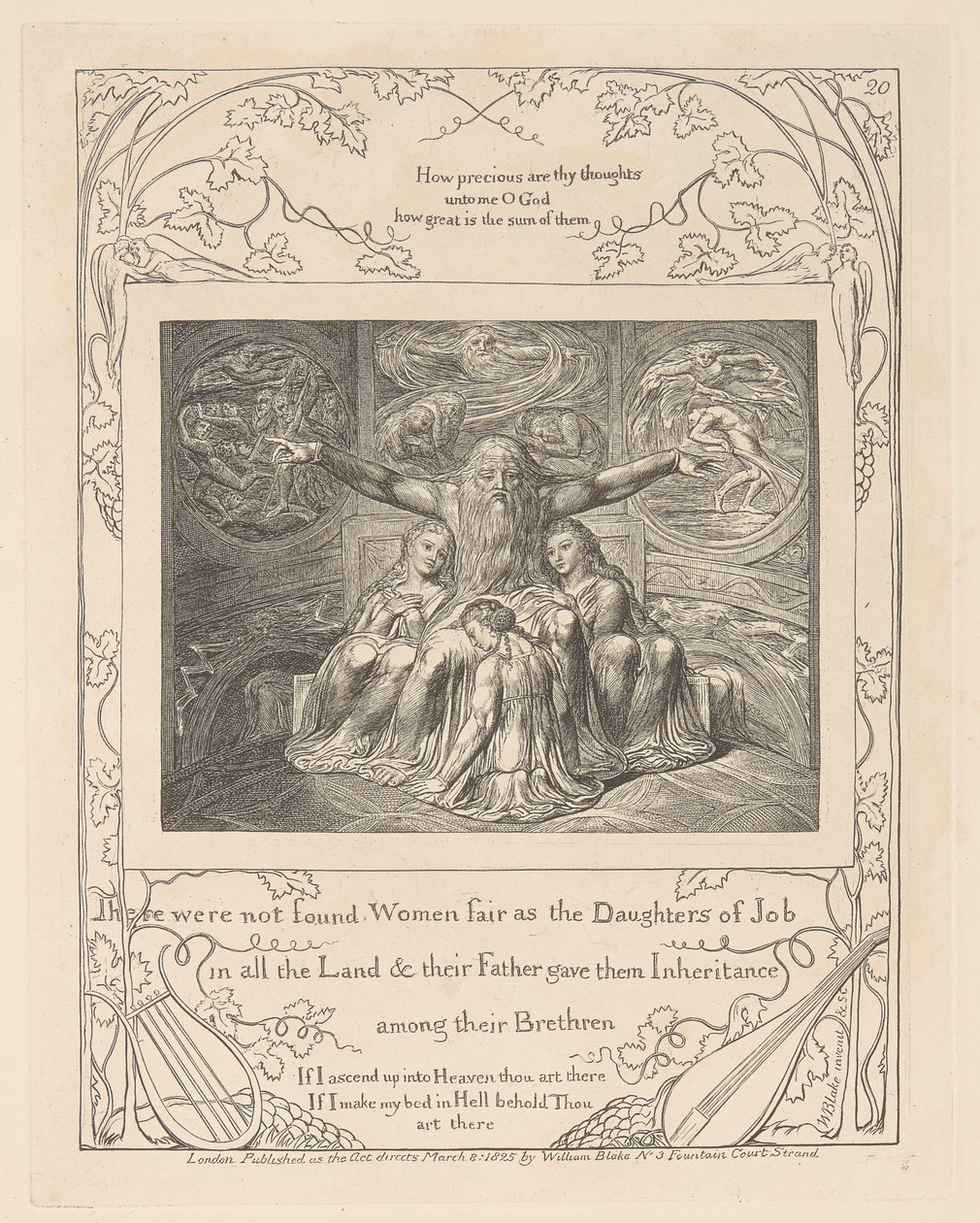 Jobs bok, plate 20, Job og hans døtre av William Blake