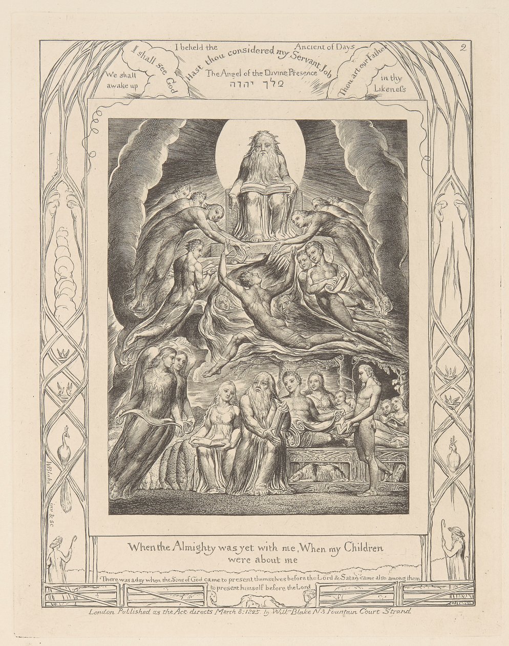 Jobs bok, plate 2, Satan foran Guds trone av William Blake