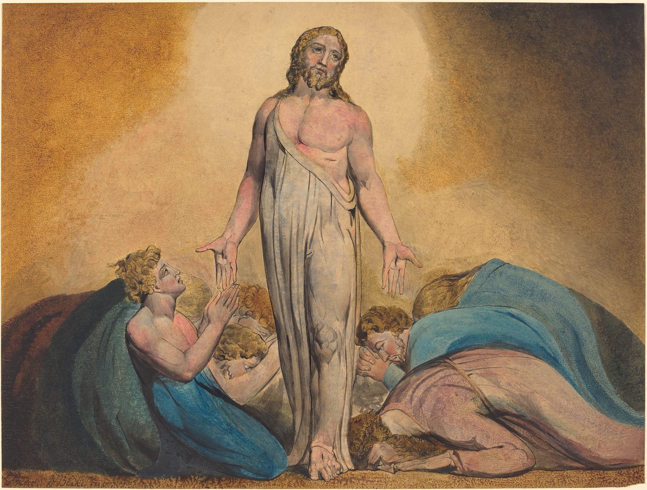 Hristos Arătându-se ucenicilor Săi după Înviere, c. 1795. norvegian av William Blake