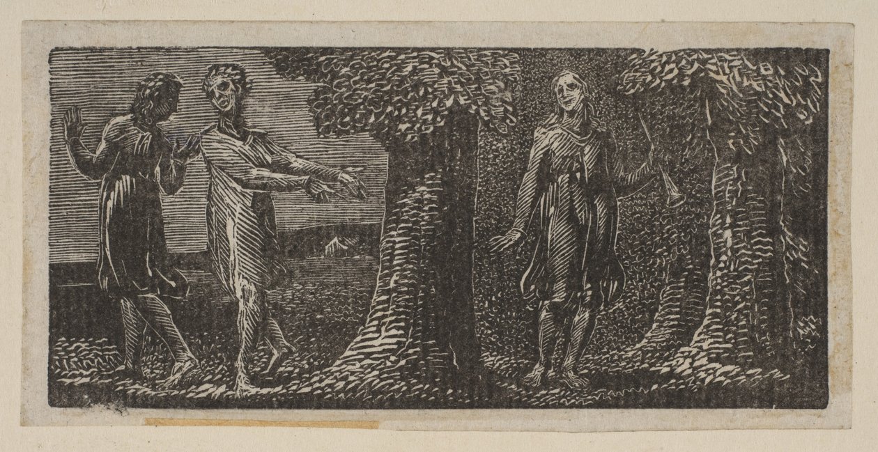 Colinet hånet av Two Boys, fra Thorntons Pastorals of Virgil, 1821. av William Blake