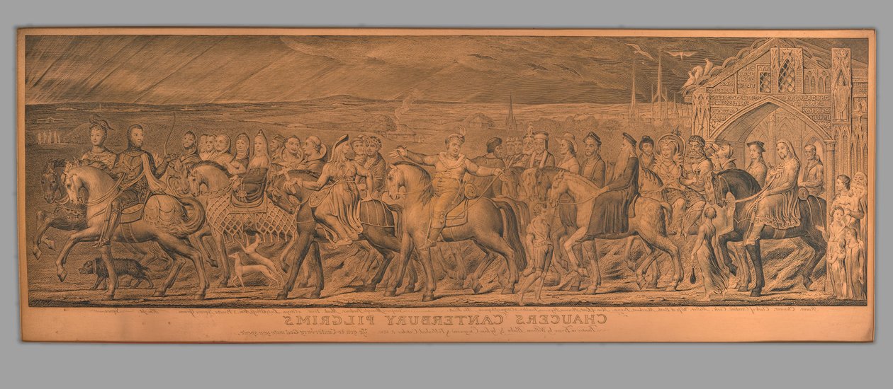 Kupferplatte für Chaucers Canterbury Pilger av William Blake