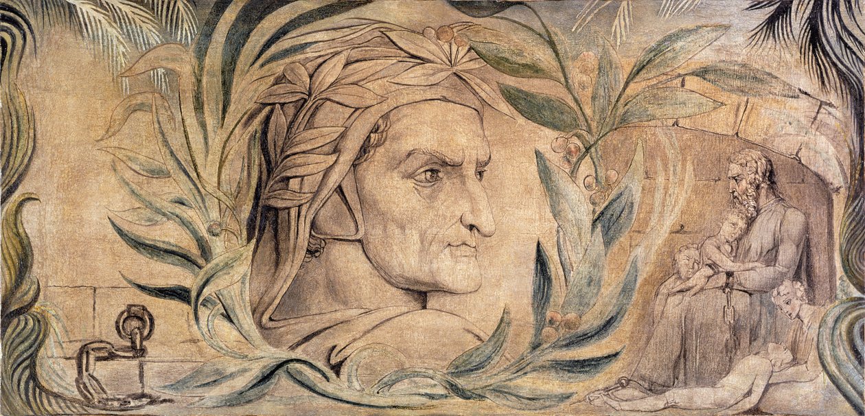Dante Alighieri, ca. 1800-03 (penn og blekk med tempera på lerret) av William Blake