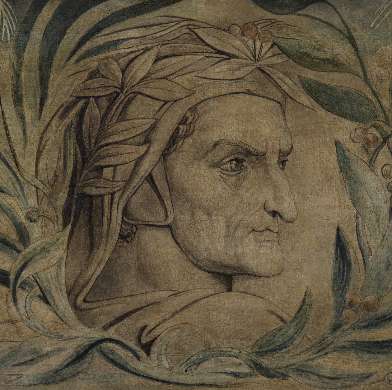 Dante Alighieri, ca. 1800-03 (penn og blekk med tempera på lerret) av William Blake