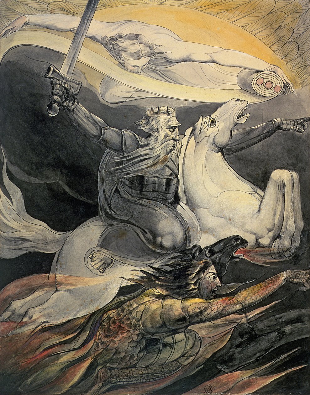 Death on a Pale Horse, ca. 1800 (blekk og akvarell) av William Blake