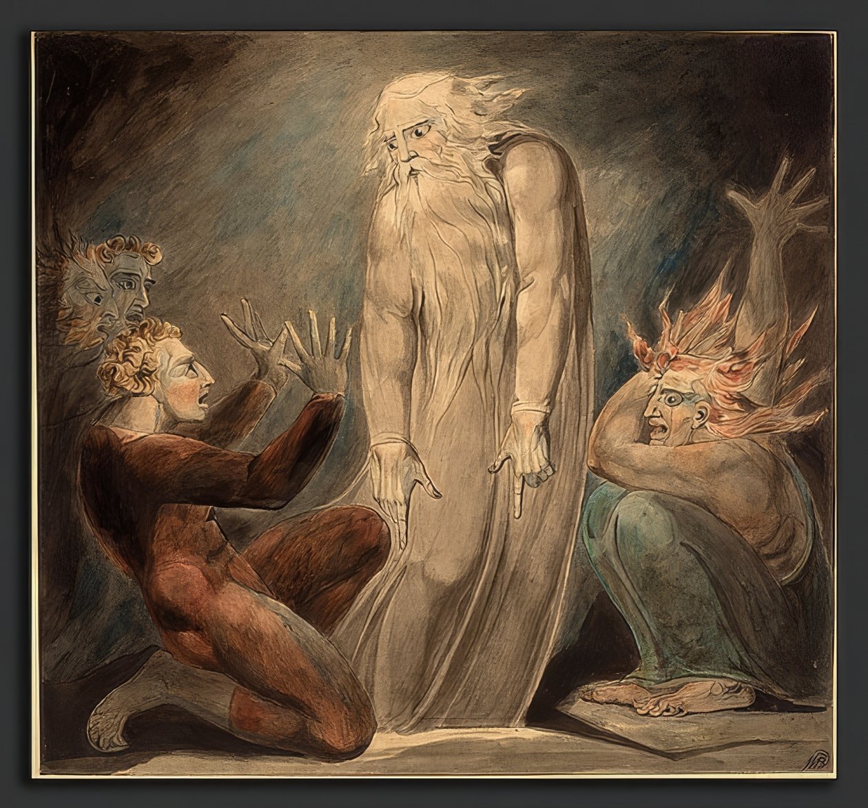 Samuels ånd viser seg for Saul. Rundt 1800 av William Blake