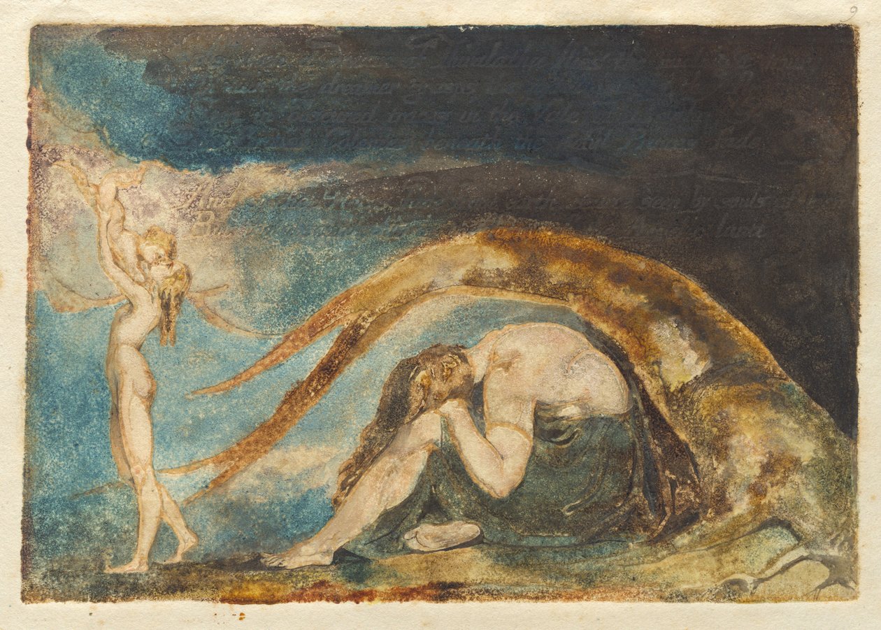 Dream of Thiralatha [fra "America," kansellert plate d] av William Blake
