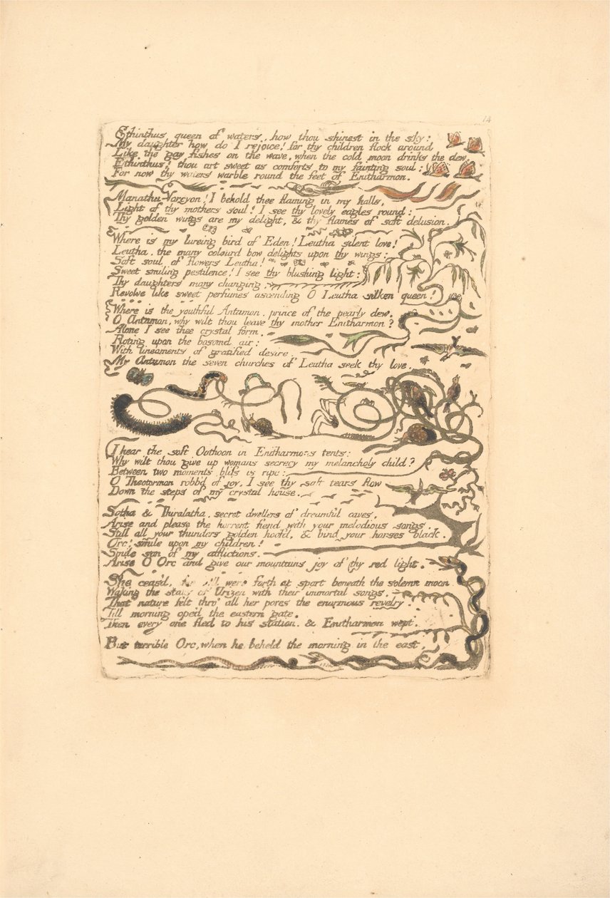 Europa. A Prophecy, Plate 16, Ethinthus dronning av vann. . . . (Bentley 17) av William Blake