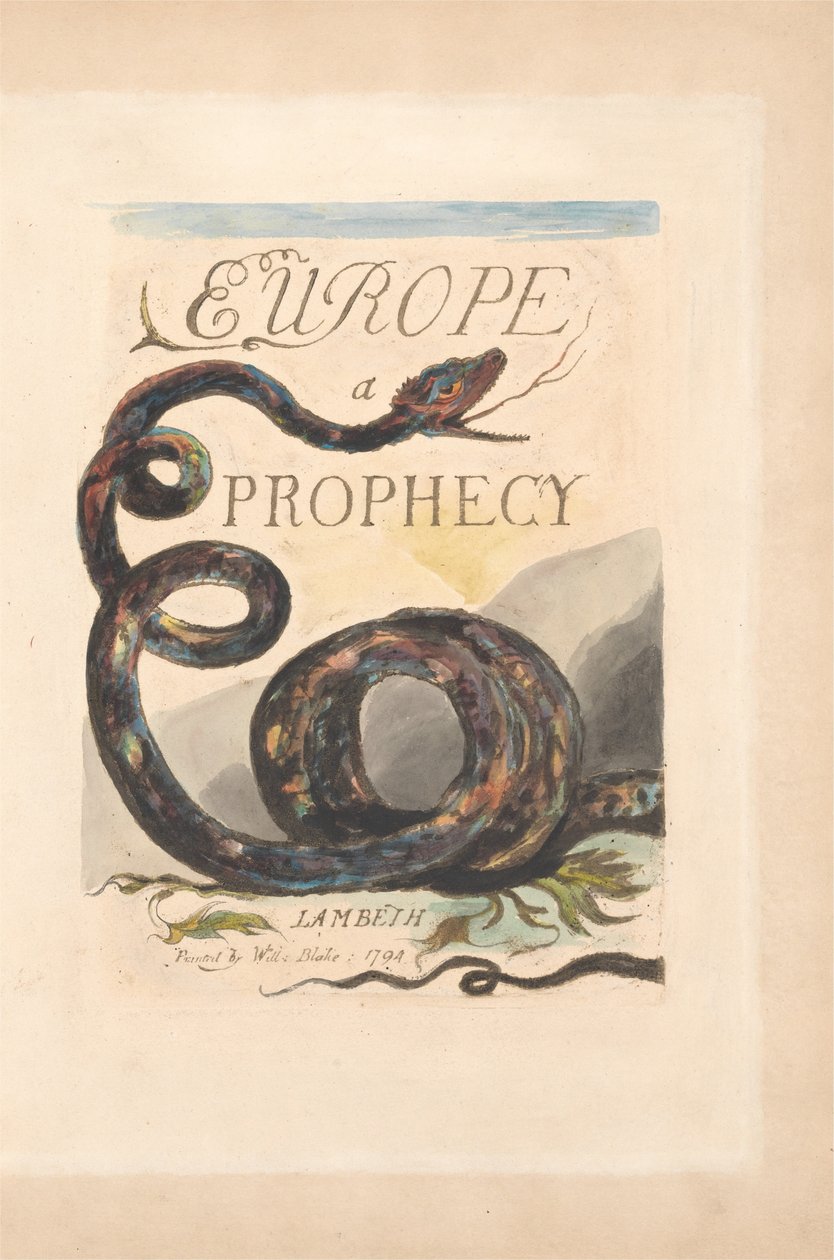 Europa. En profeti, plate 2, tittelside av William Blake