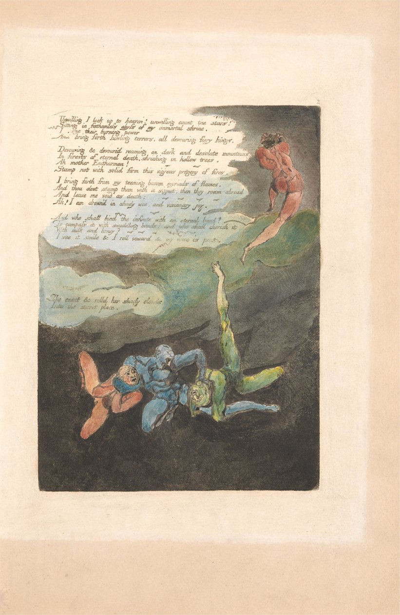 Europa. A Prophecy, Plate 4, Uvillig ser jeg opp . . . . (Bentley 5) av William Blake