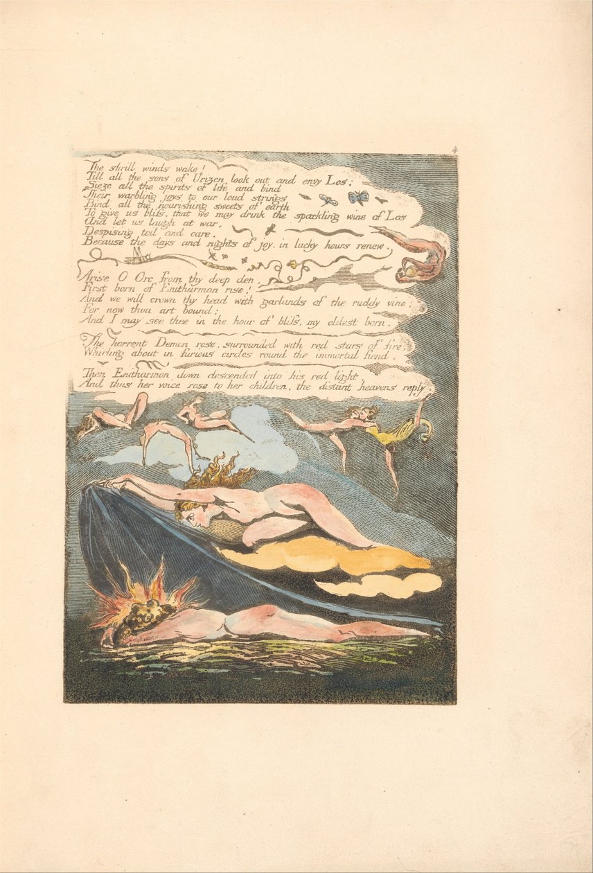 Europa. En profeti, plate 6, De skingrende vindene våkner. . . . (Bentley 7) av William Blake