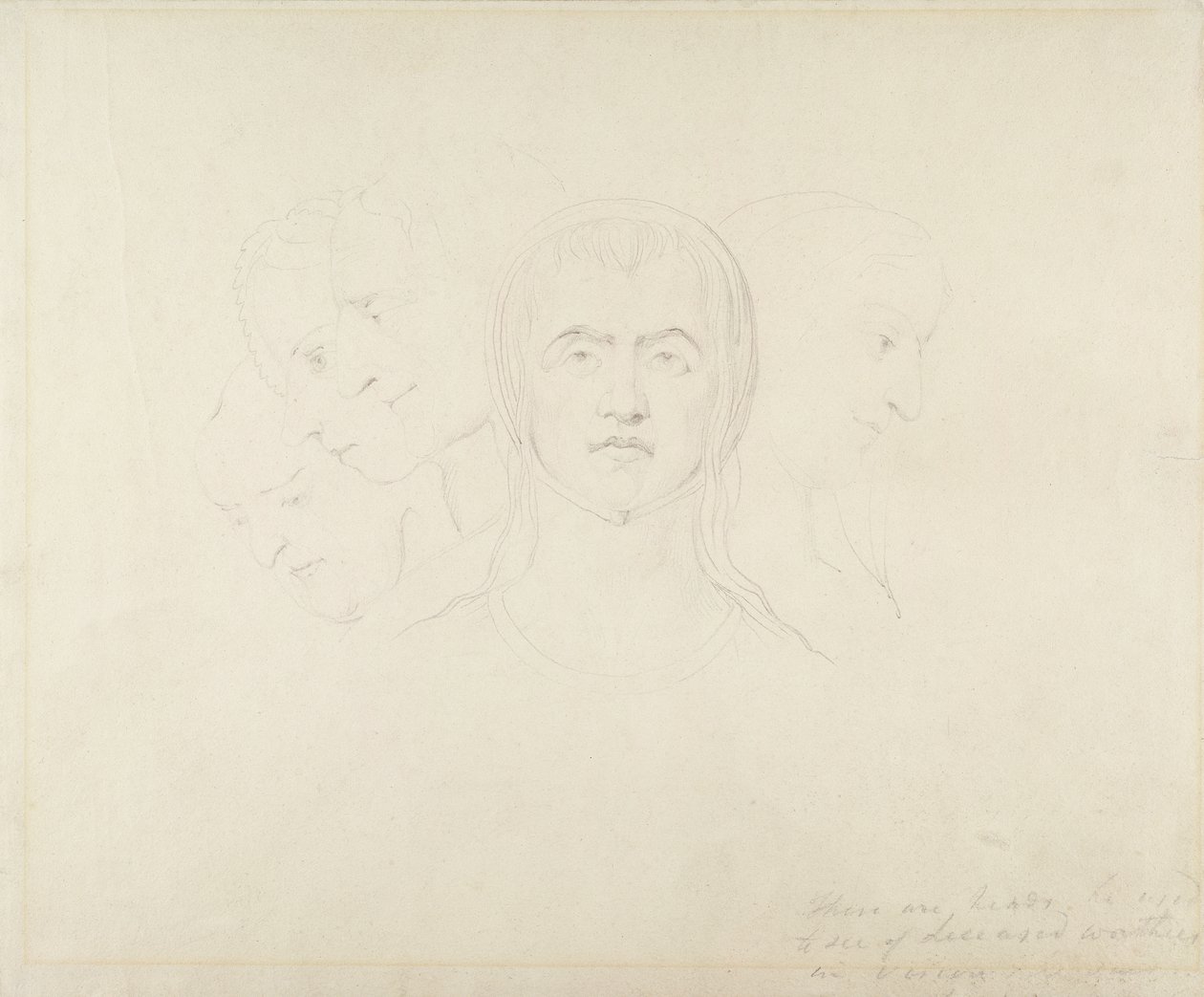 Five Visionary Heads of Women, ca. 1820 (grafitt på papir) av William Blake