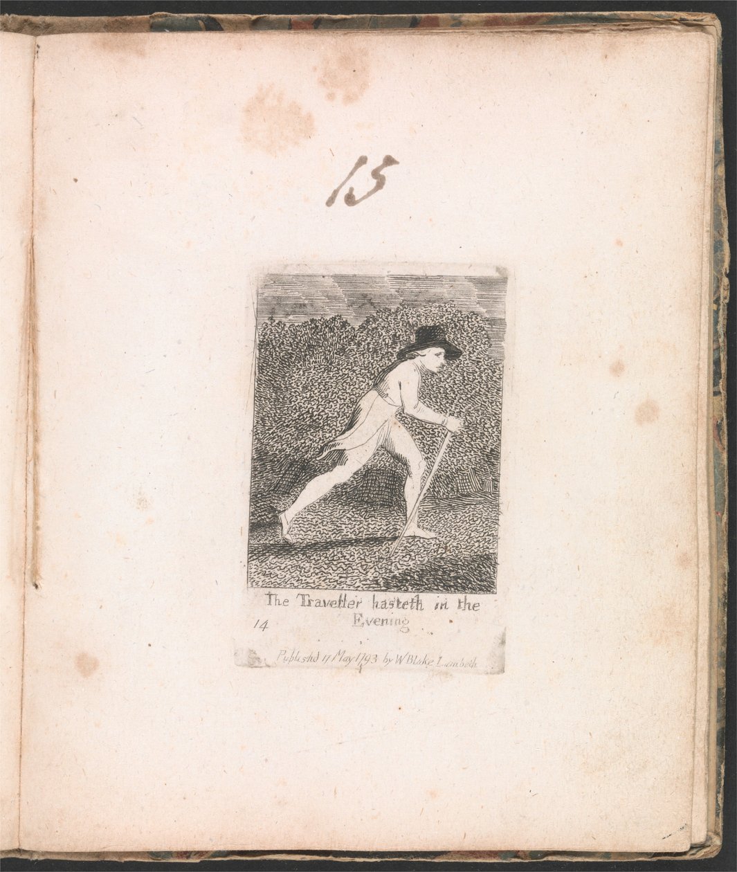For barn. Paradisets porter, Plate 16, Den reisende skynder seg om kvelden av William Blake