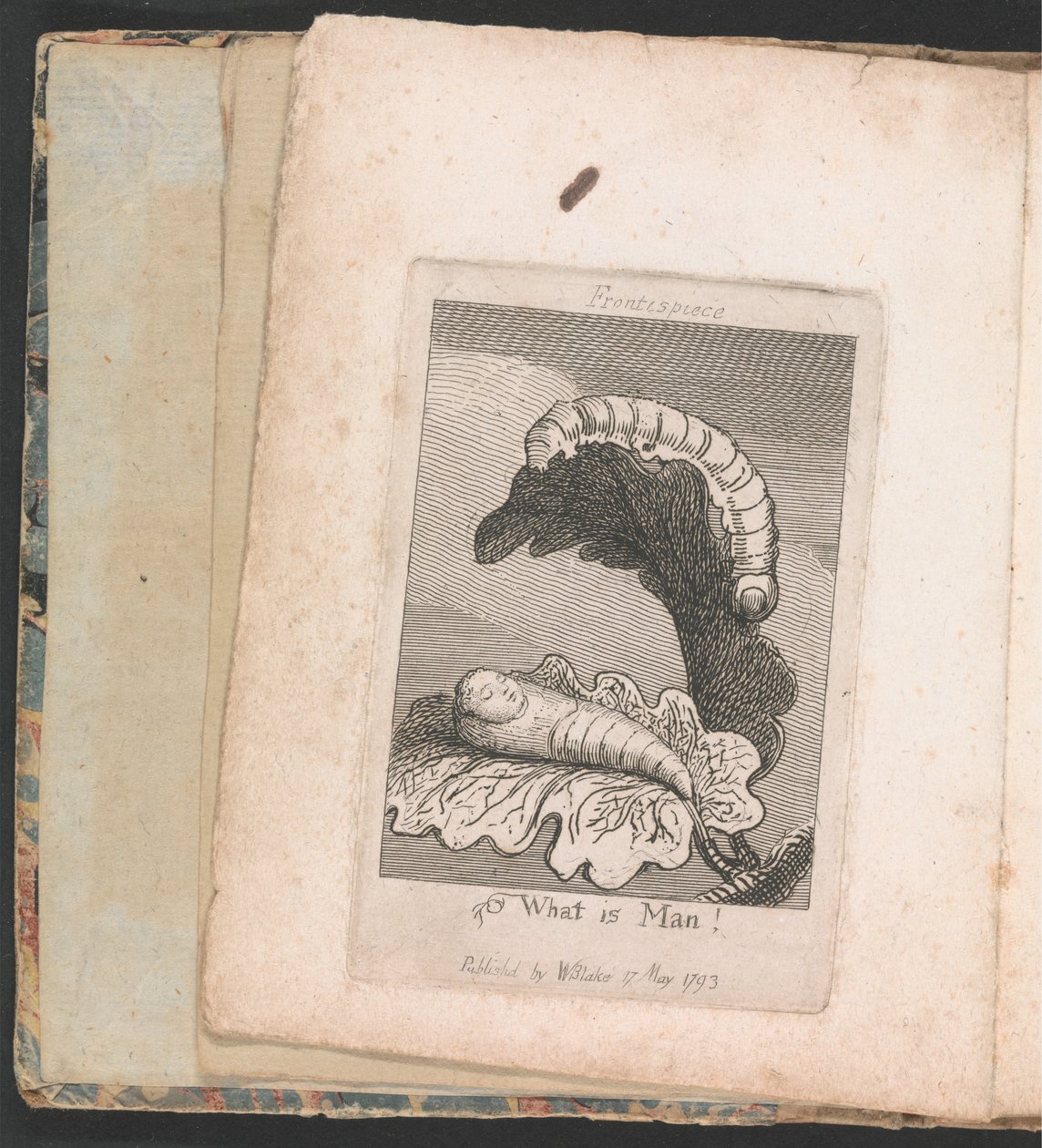 For barn. Paradisets porter, plate 1, Frontispiece, What is Man! av William Blake