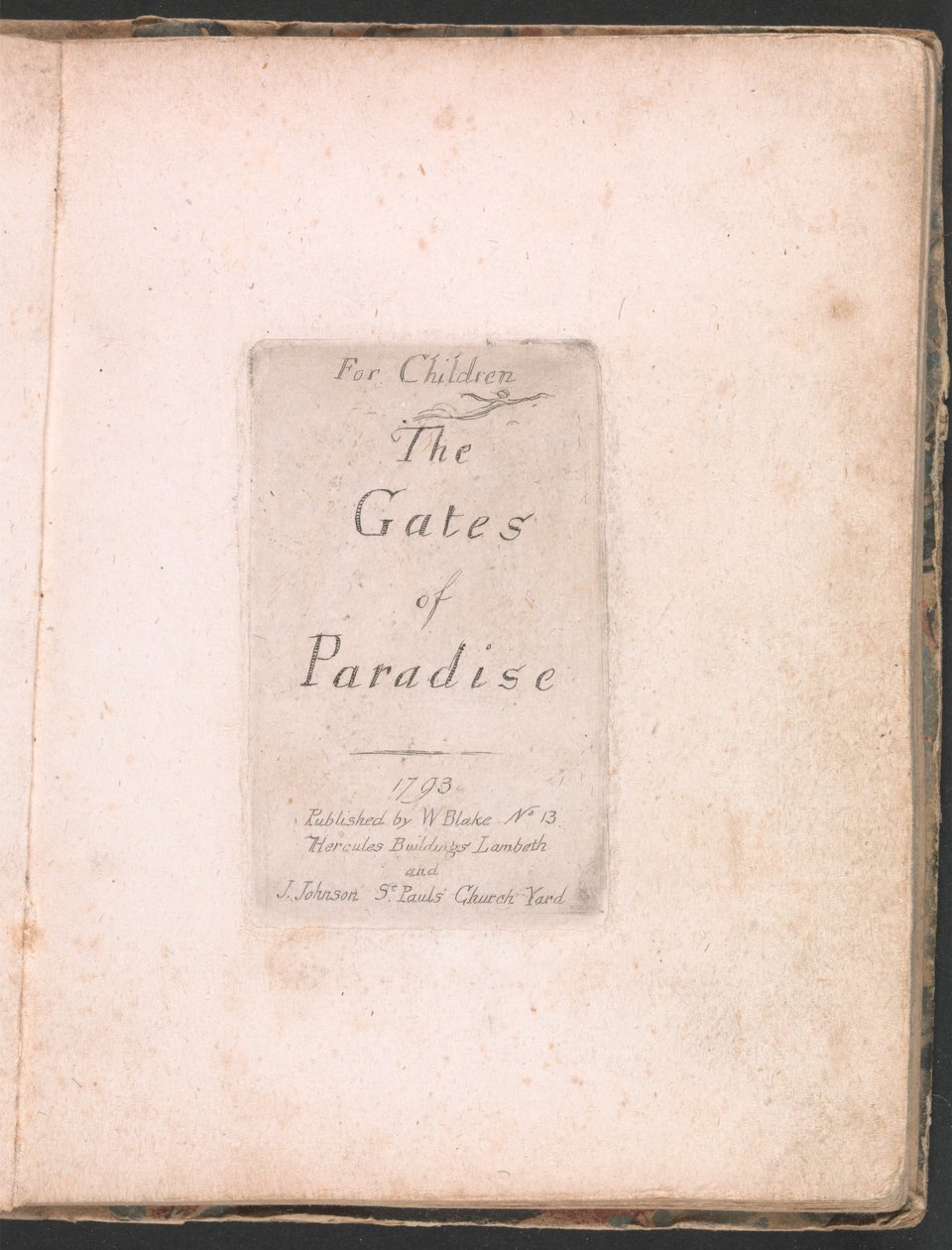 For barn. The Gates of Paradise, Plate 2, Tittelside av William Blake