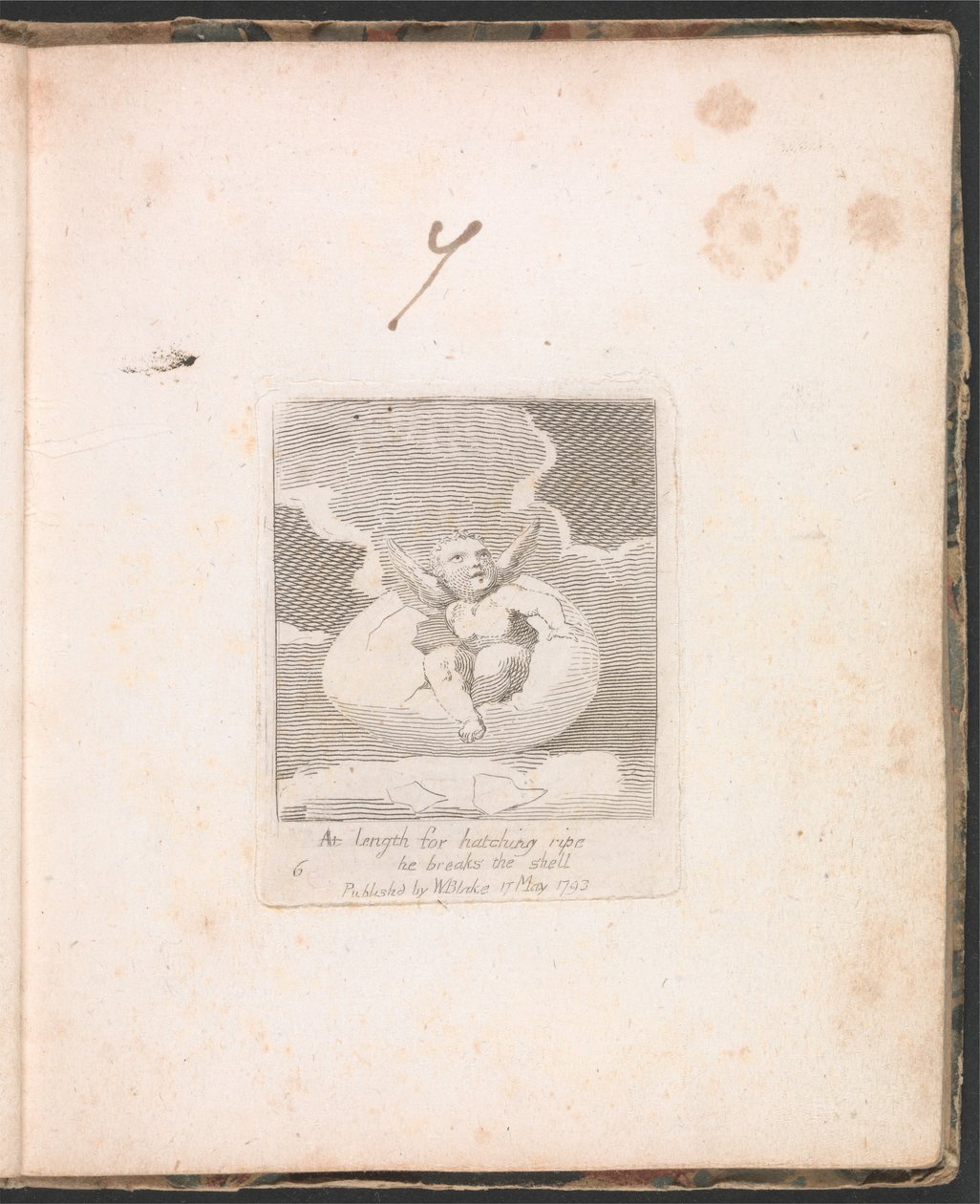 For barn. The Gates of Paradise, Plate 8, Lengst etter klekking av moden bryter han skallet av William Blake