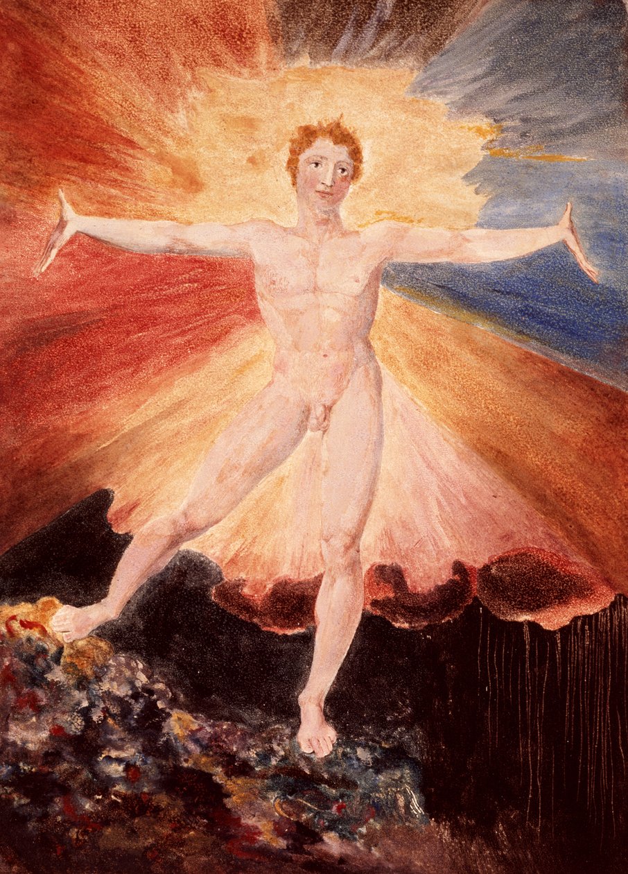 Glad Day eller The Dance of Albion, ca. 1794 (radering med wc) av William Blake