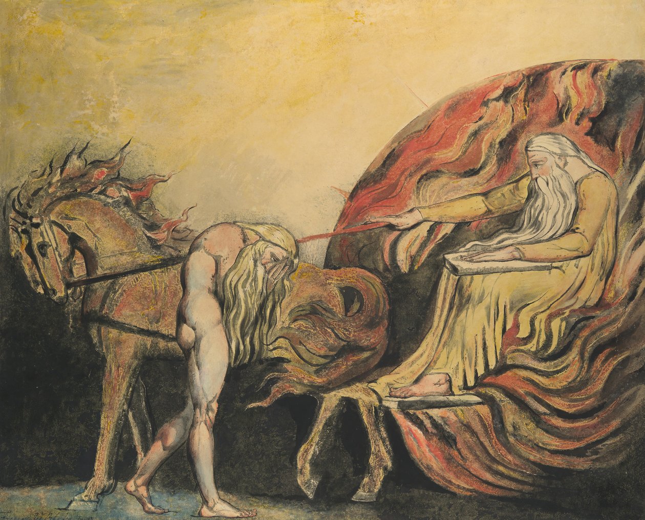Gud dømmer Adam, ca. 1795. av William Blake