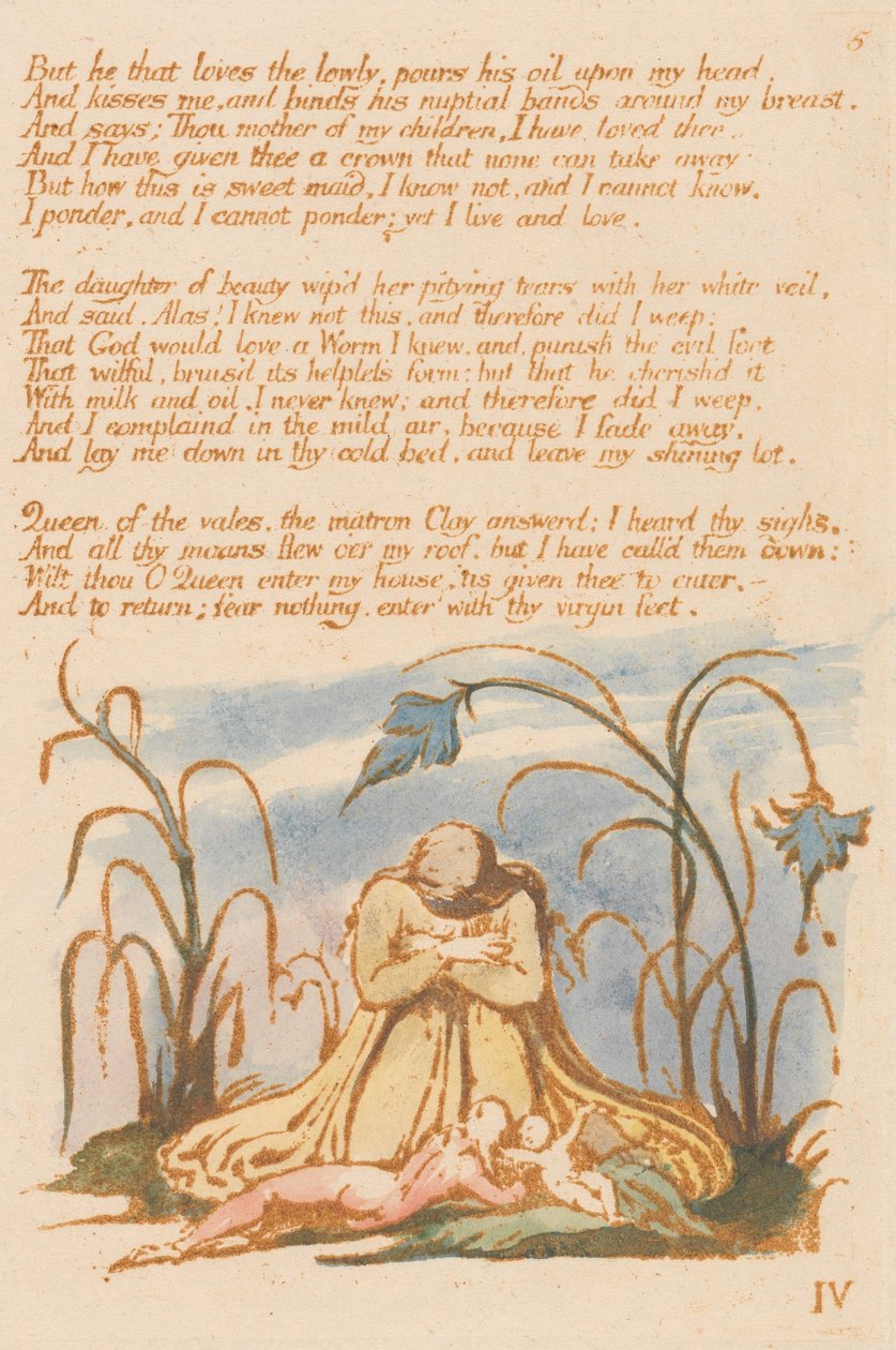Thel-boken, plate 7, "Men den som elsker de ydmyke ...." av William Blake