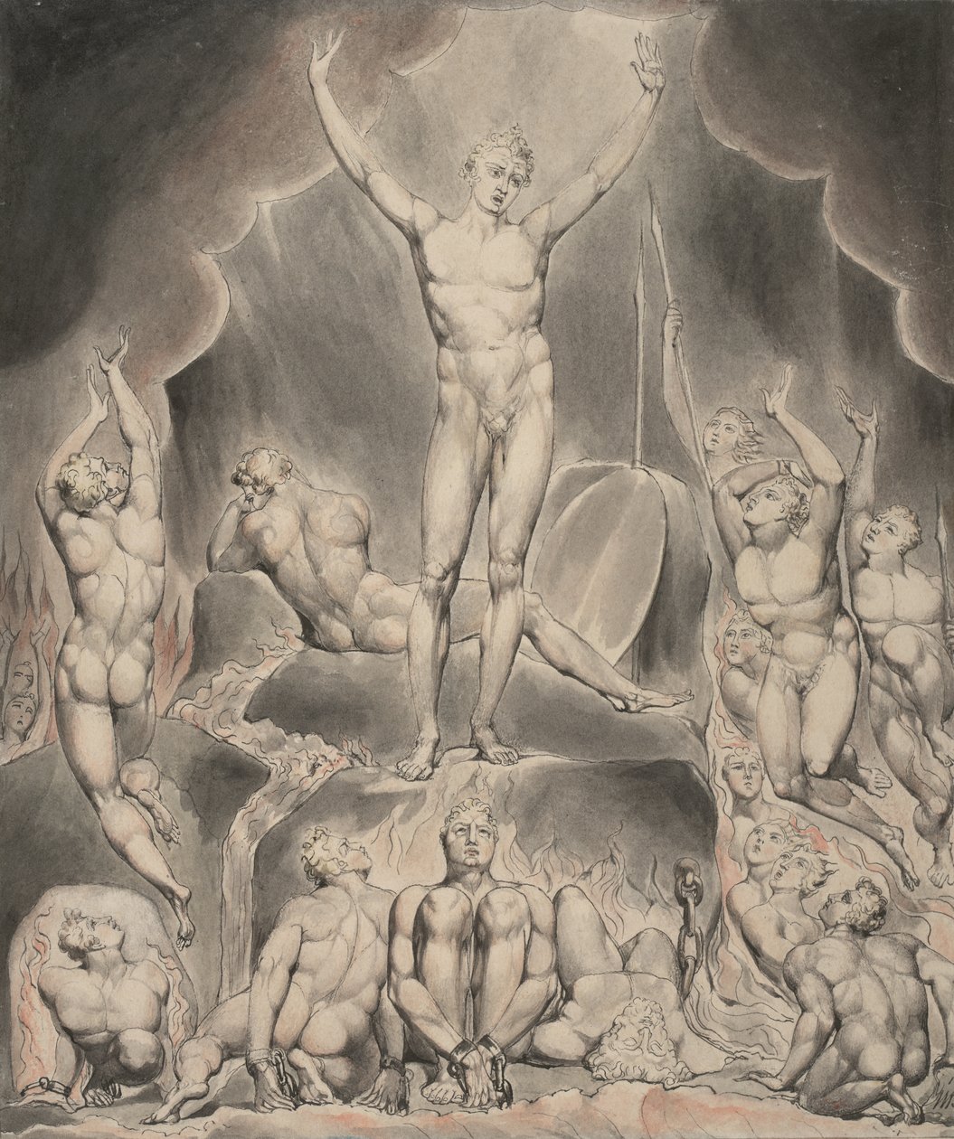 Illustrasjon 1 til Miltons "Paradise Lost": Satan kaller opp sine legioner av William Blake