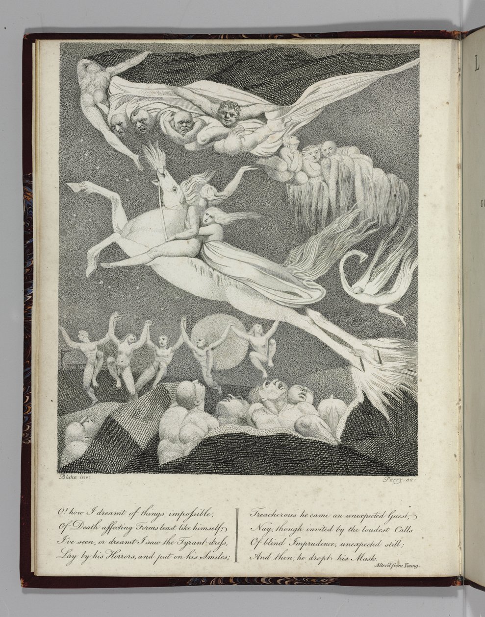 Illustrasjon for "Leonora, A Tale" av Gottfreid Augustus Bürger, gravert av Perry, 1796 av William Blake