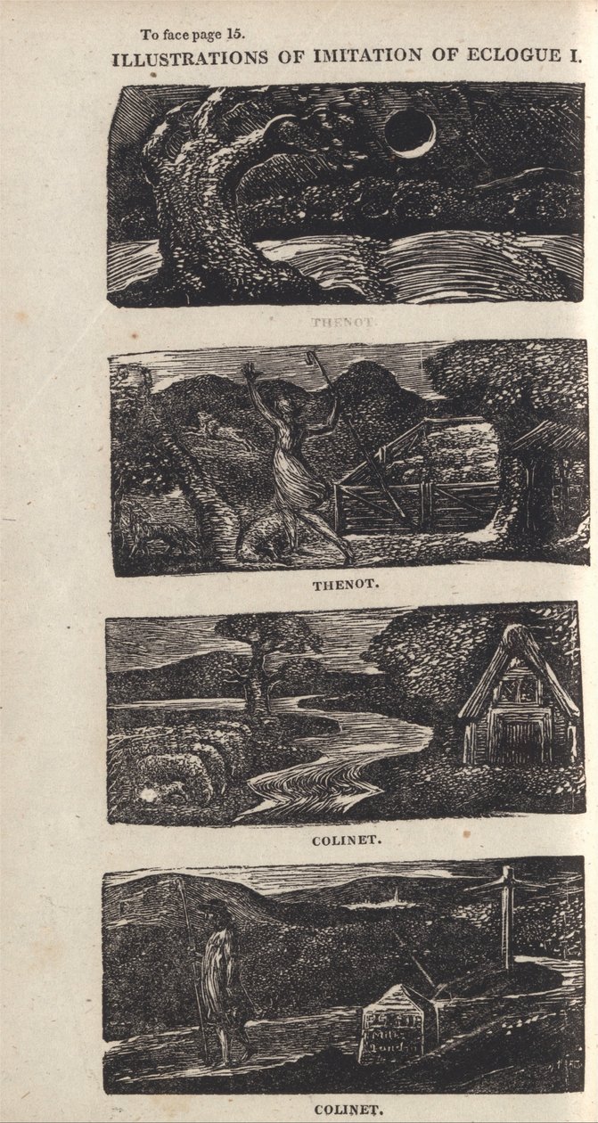 Illustrasjoner av imitasjon av Eclogue I, side 15 av William Blake