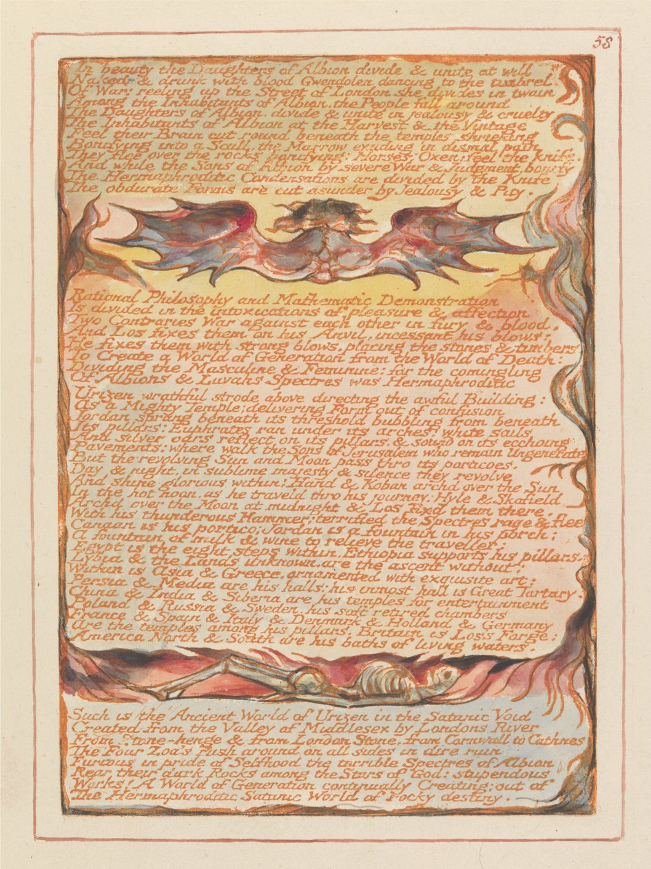 "In Schönheit teilen sich die Töchter von Albion..." (Platte 58) av William Blake