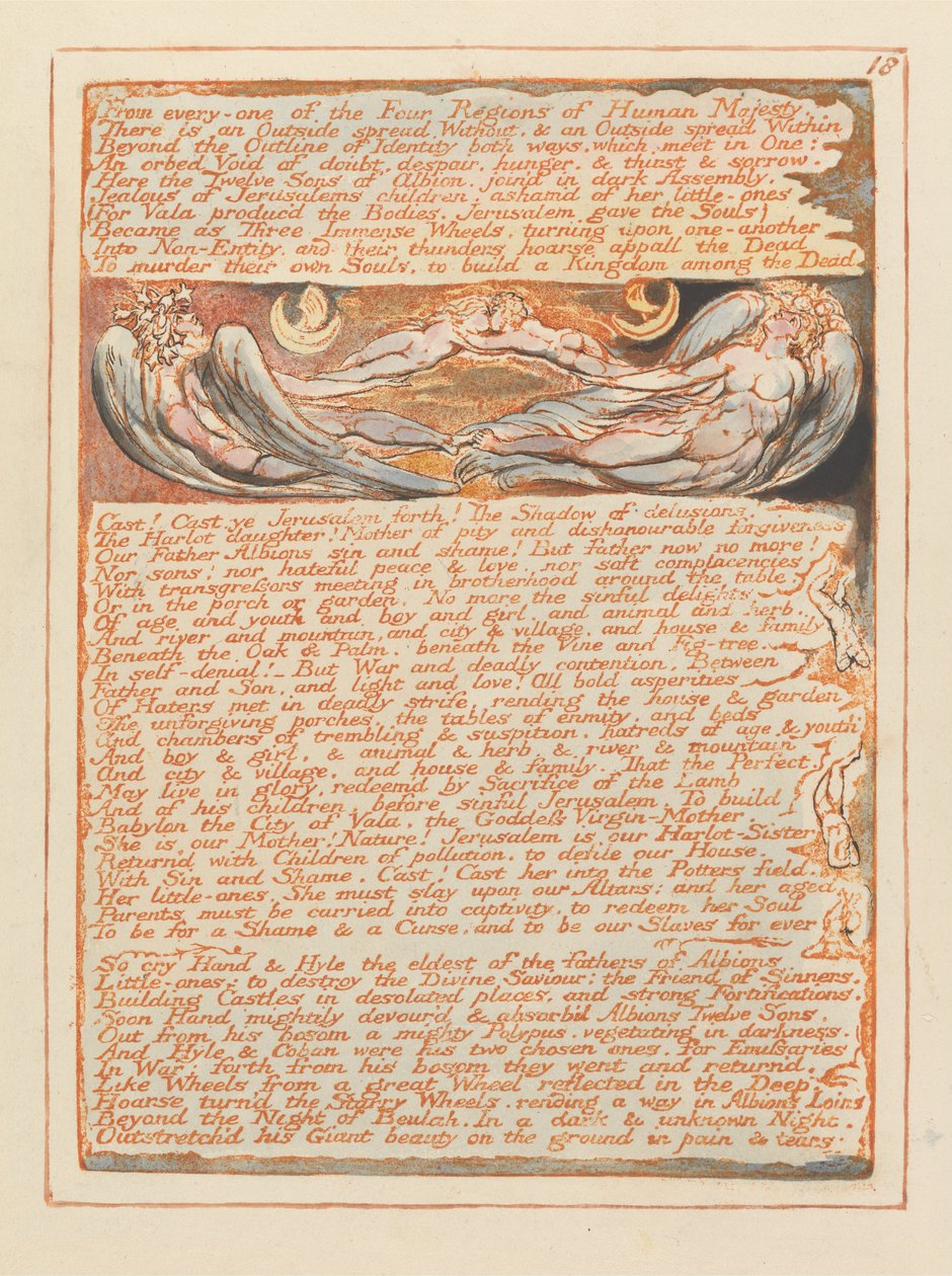 Jerusalem, plate 18, fra alle de fire regionene .... av William Blake
