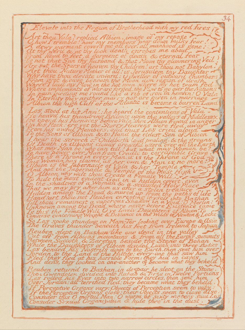 Jerusalem, Plate 34, Hev deg inn i brorskapets region.... av William Blake