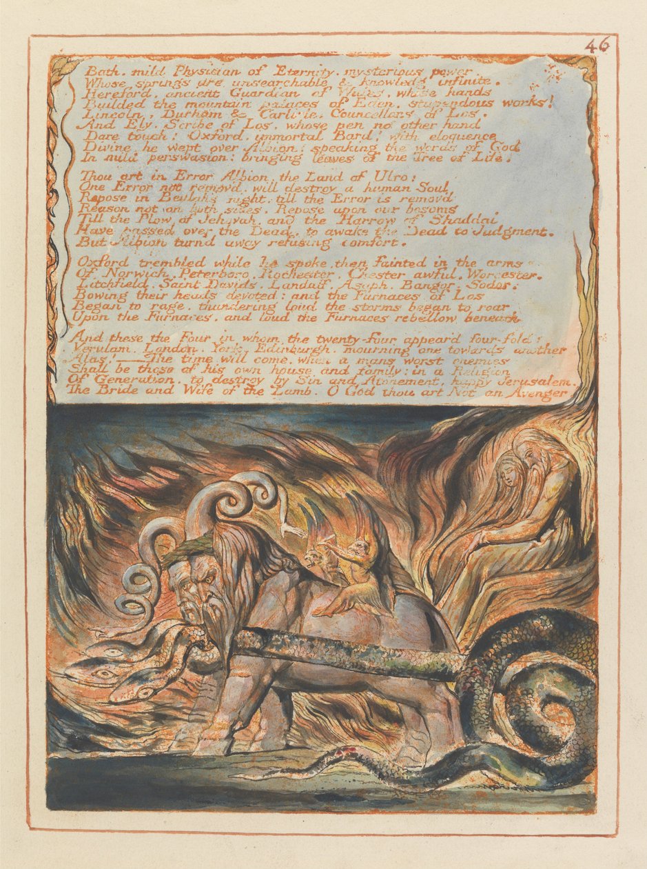 Jerusalem, Plate 46, Bath, mild lege.... av William Blake