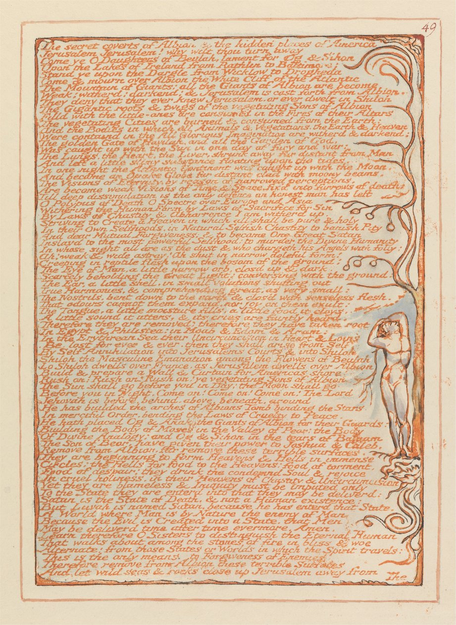 Jerusalem, Plate 49, Albions hemmelige dekkverk.... av William Blake