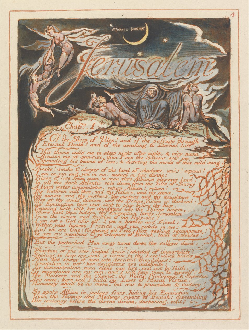 Jerusalem, plate 4, Jerusalem, kap. 1.... av William Blake