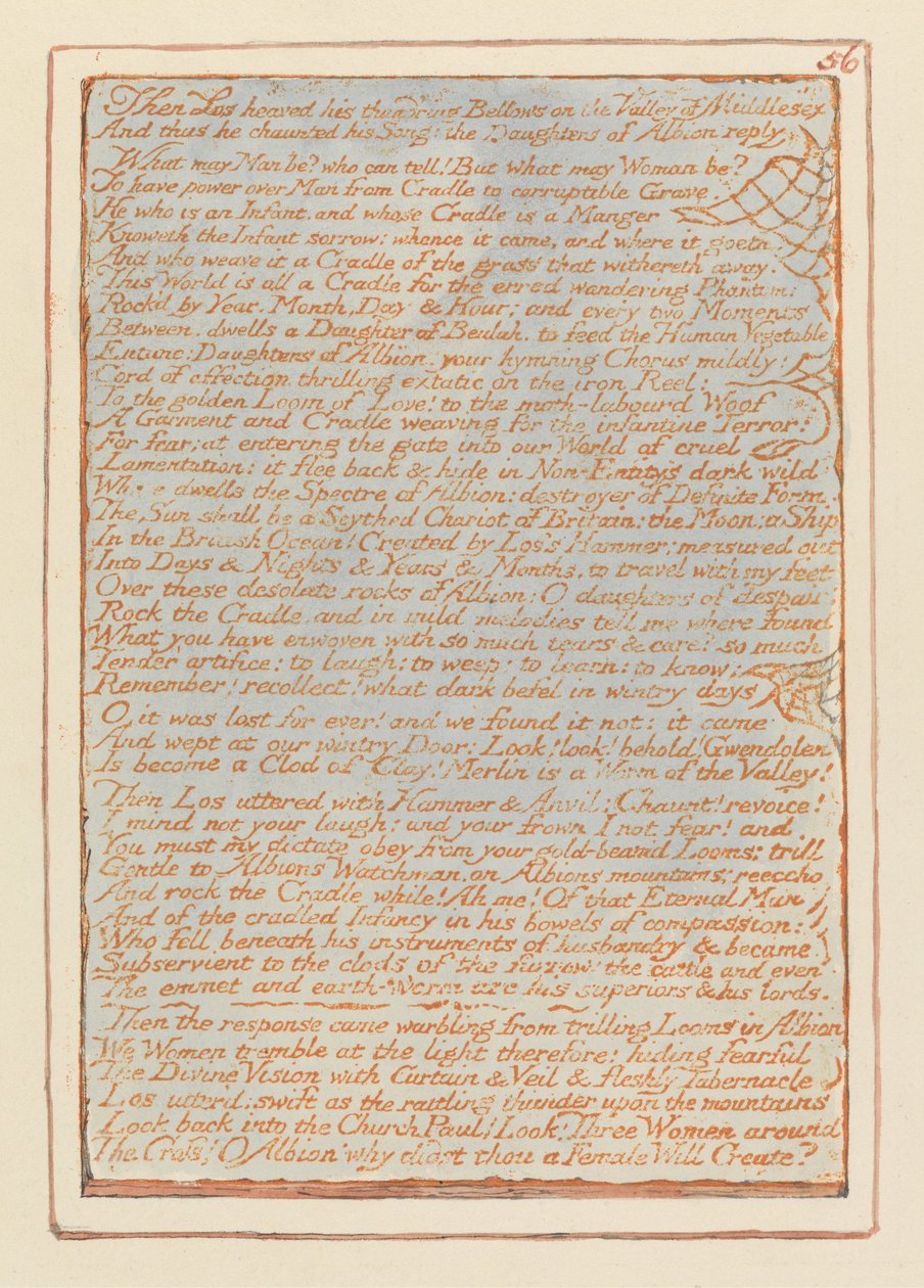 Jerusalem, Plate 56, så hev Los ... av William Blake