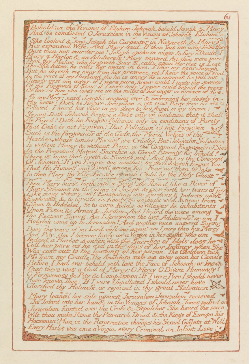 Jerusalem, tallerken 61, Se- i Elohim Jehovas syner .... av William Blake