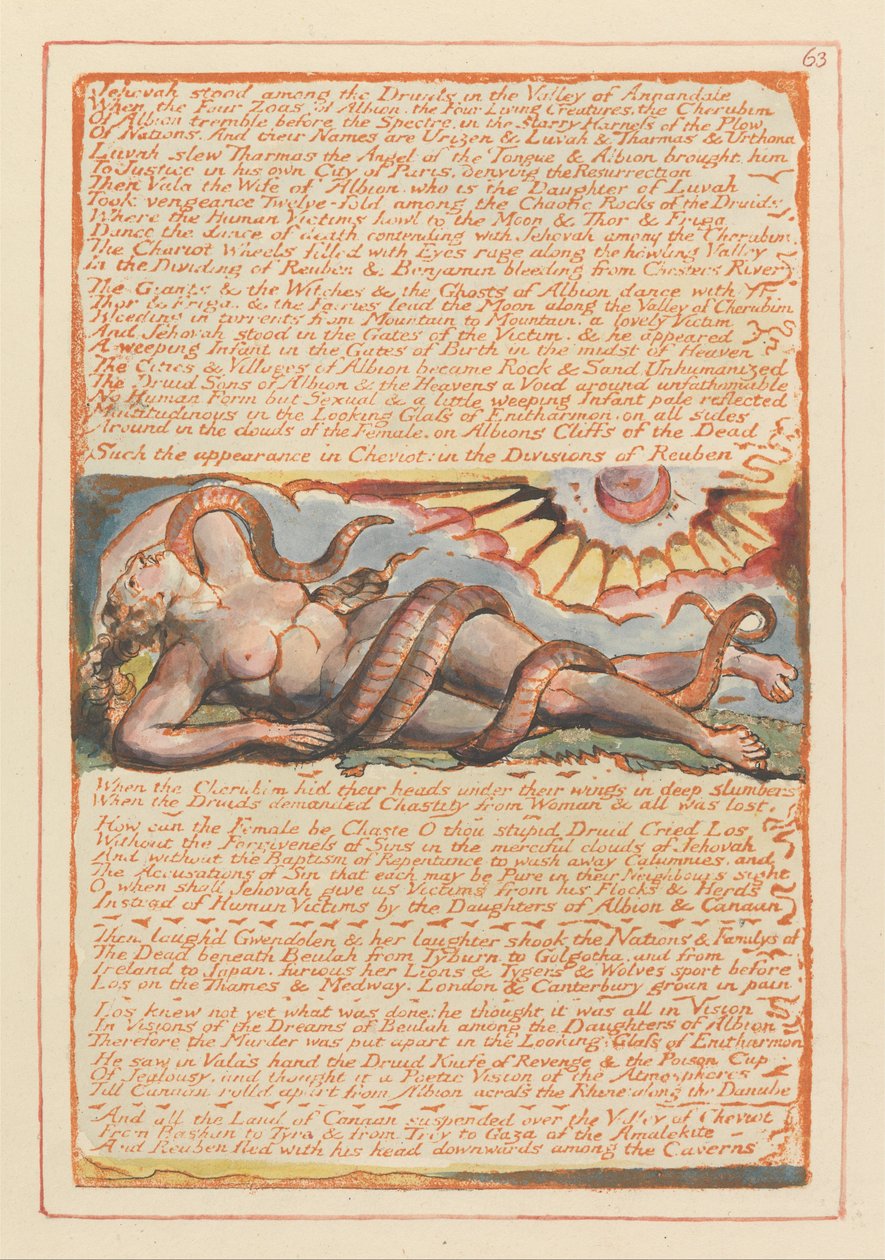 Jerusalem, Plate 63, Jehova sto blant druidene.... av William Blake