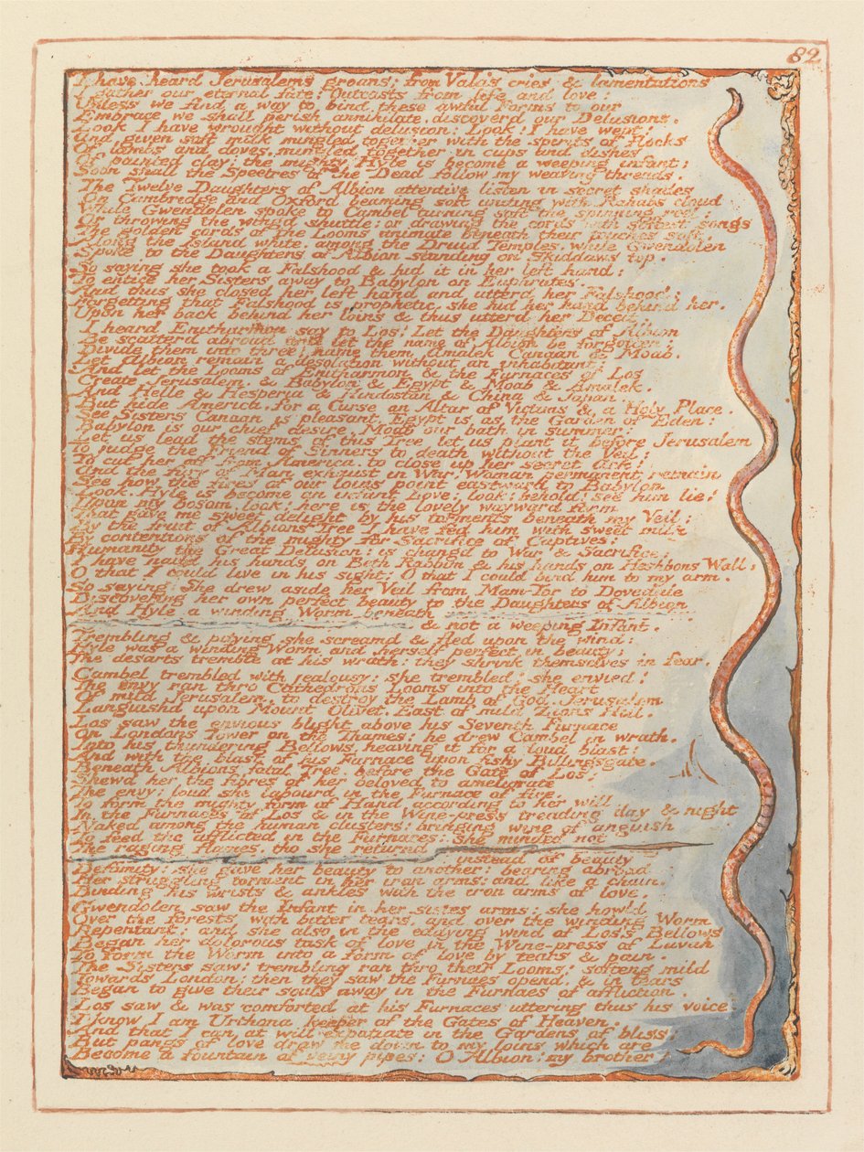 Jerusalem, Plate 82, jeg har hørt Jerusalems stønn.... av William Blake