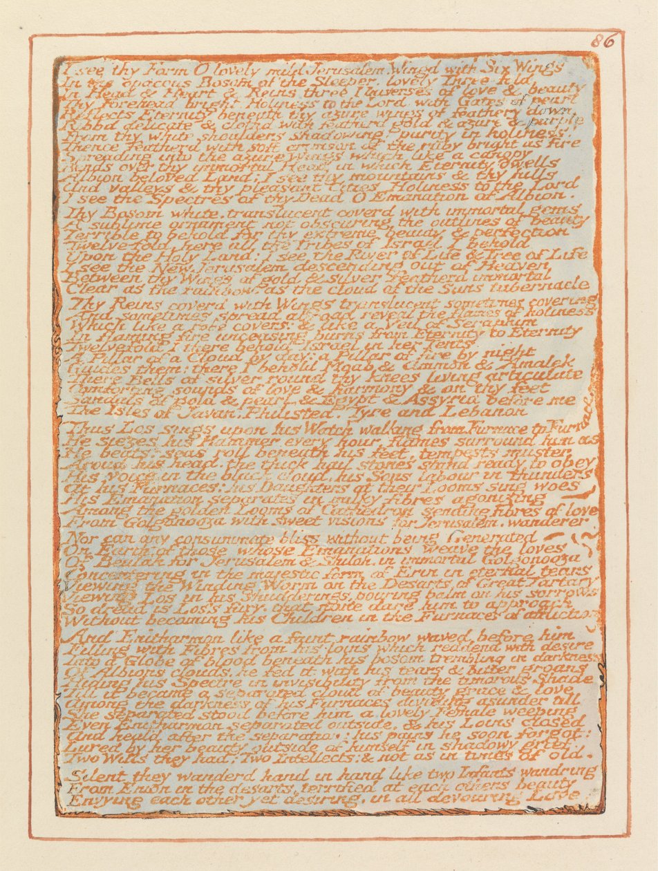 Jerusalem, Plate 86, jeg ser din form.... av William Blake